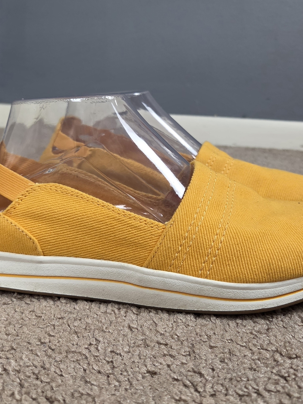 Clarks Kids Slip-On Sneakers in Mustard Yellow Canvas